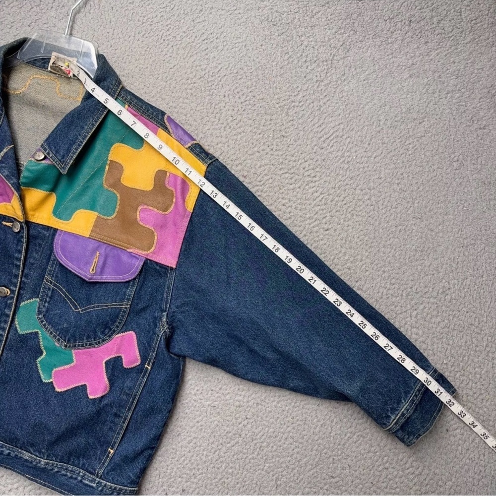 VINTAGE I Love Zana Di Patchwork  Denim Jacket Plus Size 24 Rare 90s Y2K - Picture 5 of 6